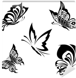 Black White Butterflies Of A Tattoo Wall Mural • Pixers® - Tattoo Butterfly Tribal (400x400)