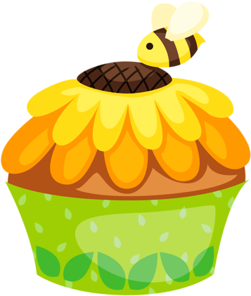 Cupcake - Birthday Bee Clipart Png (474x500)