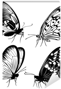 Set Black White Butterflies Of A Tattoo Wall Mural - Tattoo Butterflies (400x400)