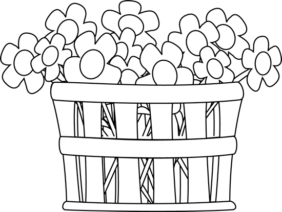 Flower Images Clipart Black And White Butterfly Black - Bunch Of Flowers Black And White (550x415)