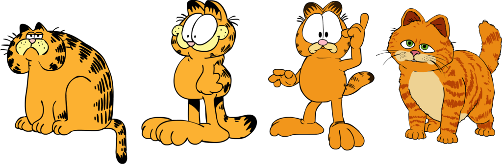 Garfield Clipart Cgi - Garfield Versions (1024x336)