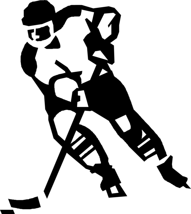 Vector Illustration Of Sport Of Ice Hockey Player Skating - Hockey Clipart Transparent Background (625x700)