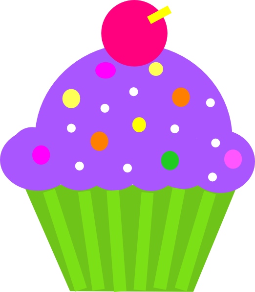Purple And Green Cupcakes Clipart - Cupcake Icon Transparent (522x596)