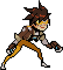 Overwatch Clipart Png - Tracer Pixel Spray (600x600)