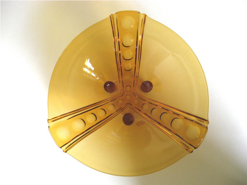 Schaal Amber Glas Strak 3 Vlaks Pootjes Duits Art Deco - Circle (800x800)