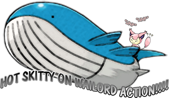 Linf Hot Skittyo Ash Ketchum Vertebrate Cartoon Font - Wailord And Skitty Action (600x375)