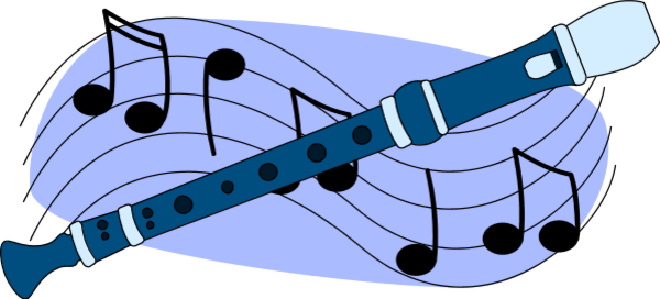 Blue Flute Cliparts - Recorder Clip Art (600x272)