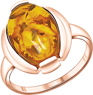 Ladies Ring In Red Gold/phodium, Silber 925° Mit Amber - Damenring Vergoldet 925 Mit Bernstein, Größen 16 - (500x500)