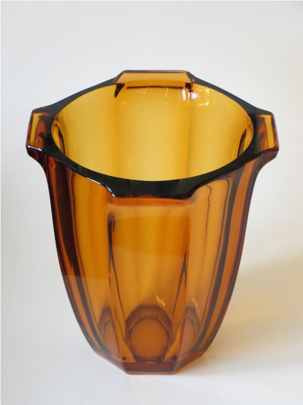 Vaas Amber Glas 8-hoekig Boheems Art Deco Jaren 30 - Vase (800x800)