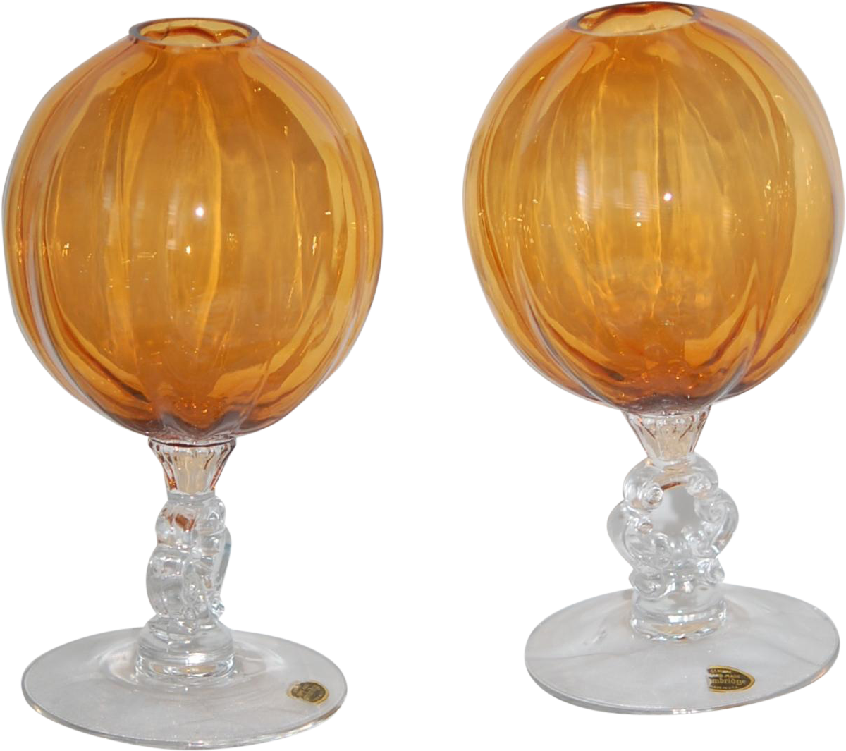 Pair Cambridge Melon Ribbed Stemmed Ivy Bowl - Champagne Stemware (1199x1199)