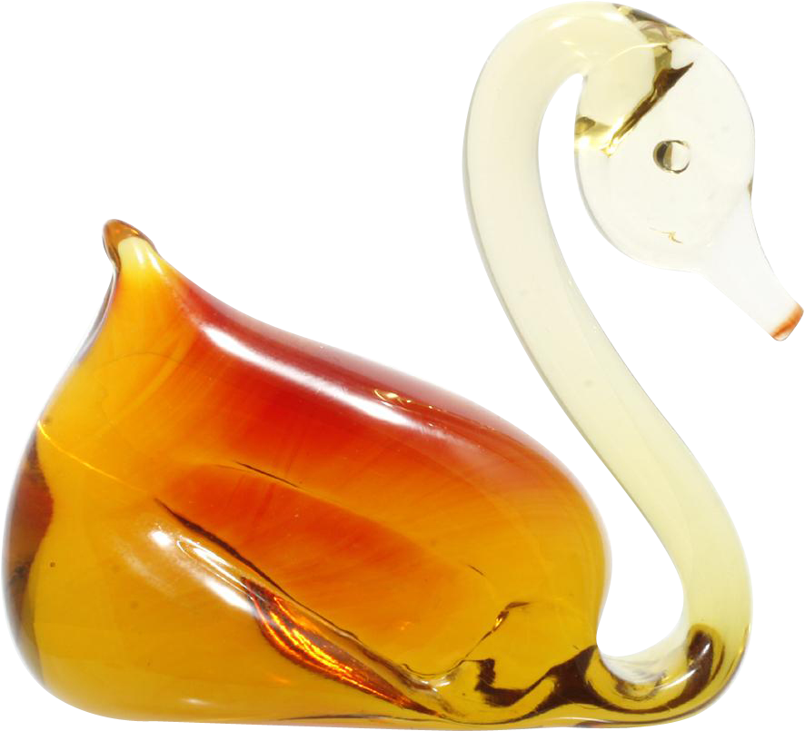 Pilgrim Art Glass Swan Amber Figurine Vintage Mid Century - Earrings (885x885)