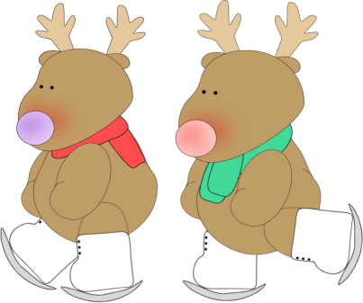 Reindeer Clipart Ice Skating - Ice Skating Clip Art (403x337)