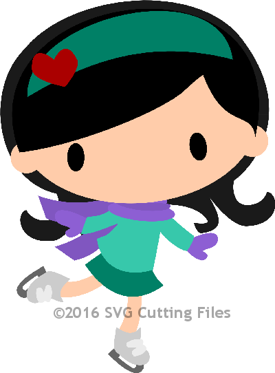 Chibi Ice Skate Girl - Scalable Vector Graphics (400x542)