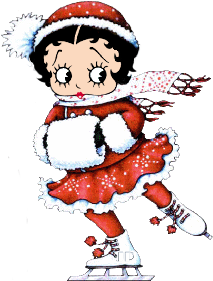 Little Betty Is Ice-skating In Her Christmas Outfit - Betty Boop Ice Skating (438x626)
