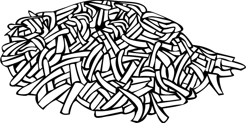 Free Fast Food, Breakfast, Hashed Browns - Spaghetti Noodles Clipart Black And White (800x400)