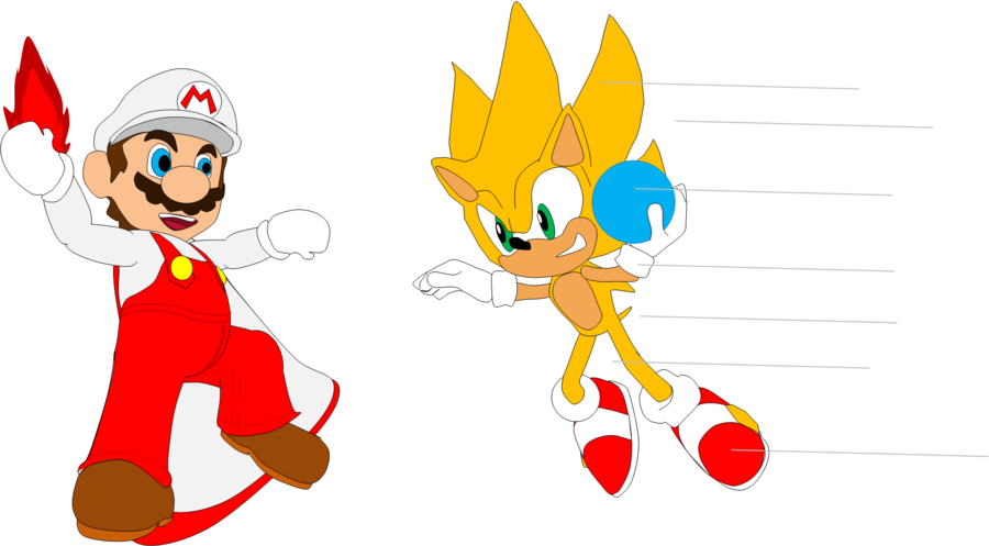 Fire Cape Mario Vs Super Sonic By Tmarts-art - Mario Vs Sonic Pixel Art (900x497)