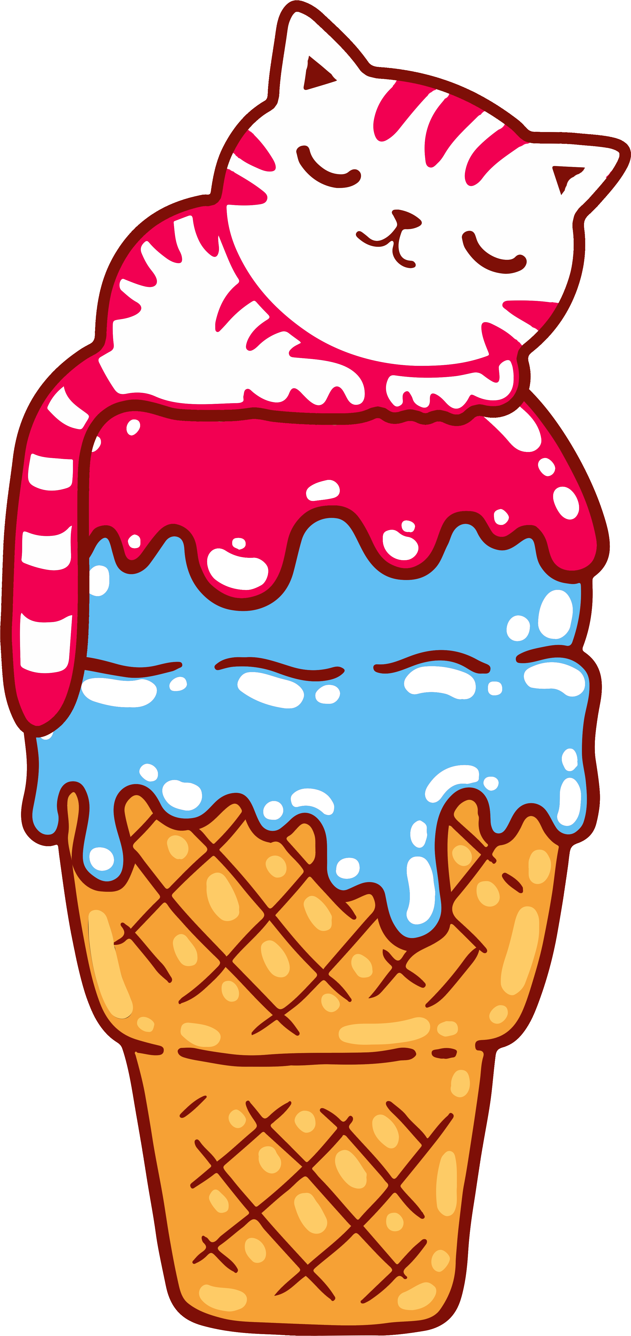 Cat Ice Cream Cone Artwork - Wall Decal (4500x6000)
