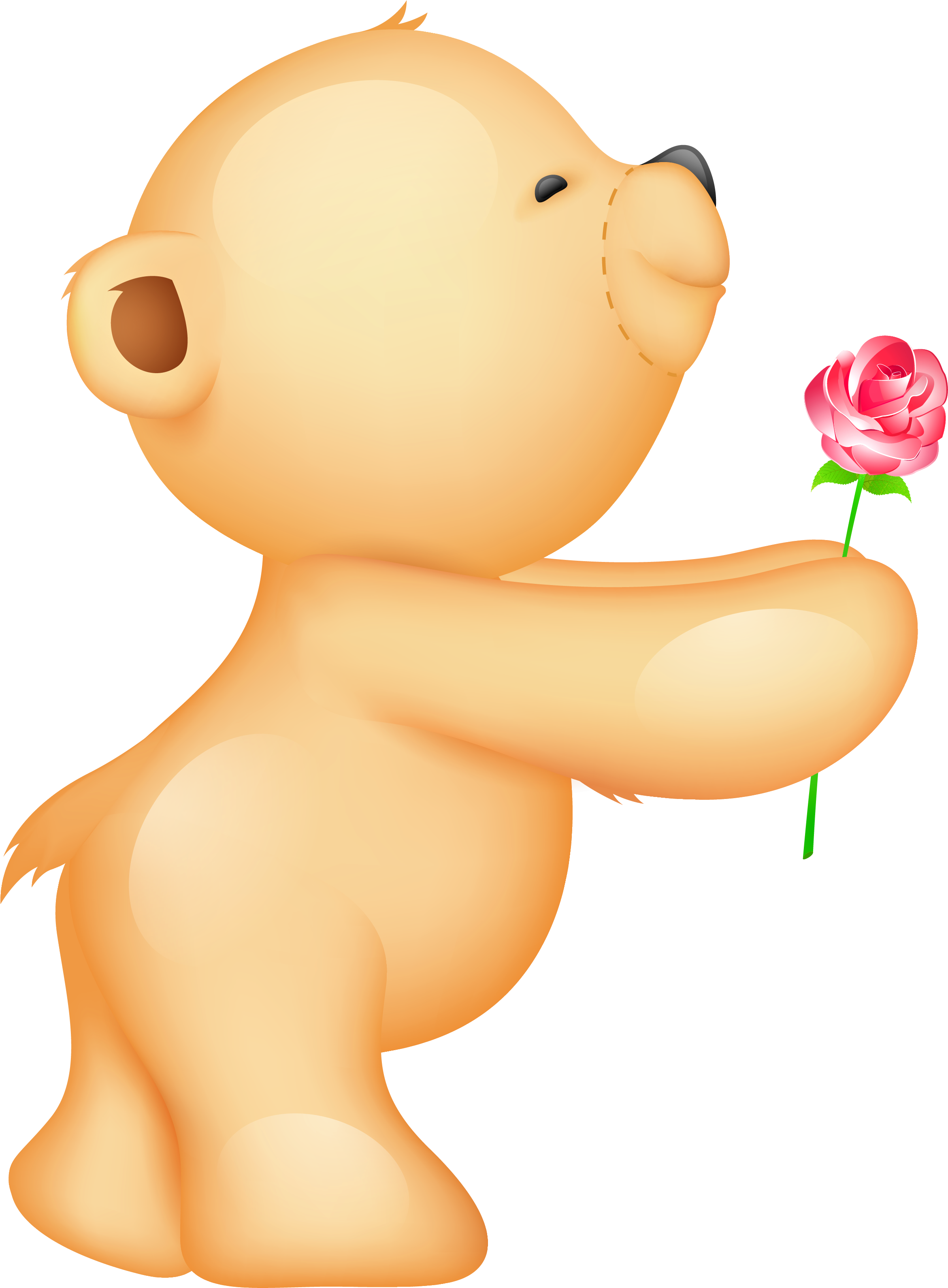 Cute Valentine Teddy With Rose Png Clipart Picture - Cute Valentine Clipart (2440x3243)