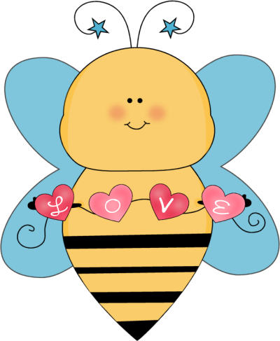 Blue Love Bee Clip Art - Love Bee Clipart (400x487)
