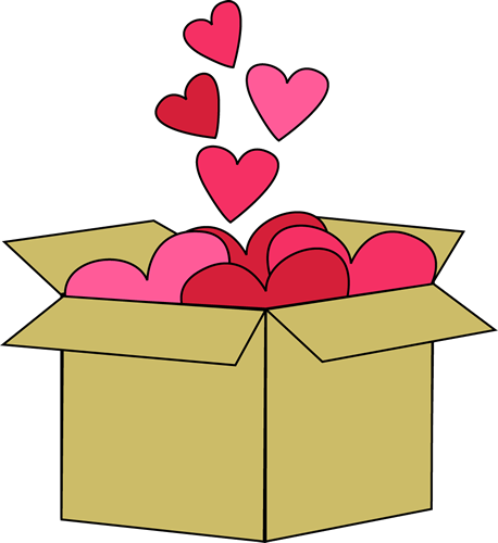 Valentine's Day Clipart Box - Hearts In A Box (458x500)