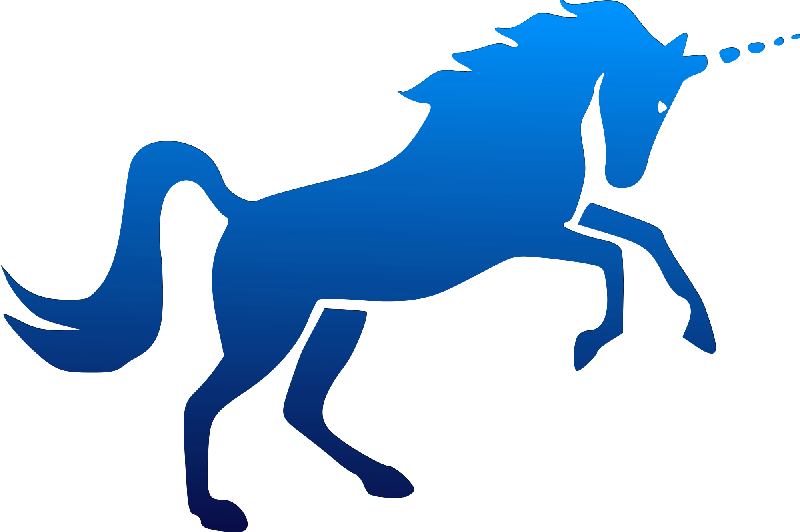 Plain Full Blue Unicorn Silhouette Tattoo Design - Blue Unicorn Png (800x532)