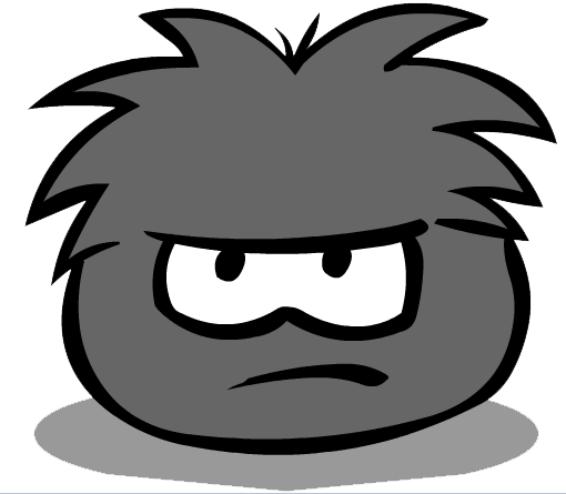 Old Black Puffle Old Look - Club Penguin Grey Puffle (510x445)