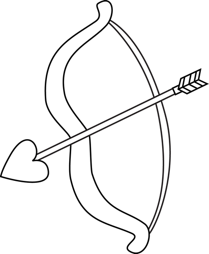 Valentine's Day Clipart Cupid Bow And Arrow - Valentine Bow And Arrow (411x500)