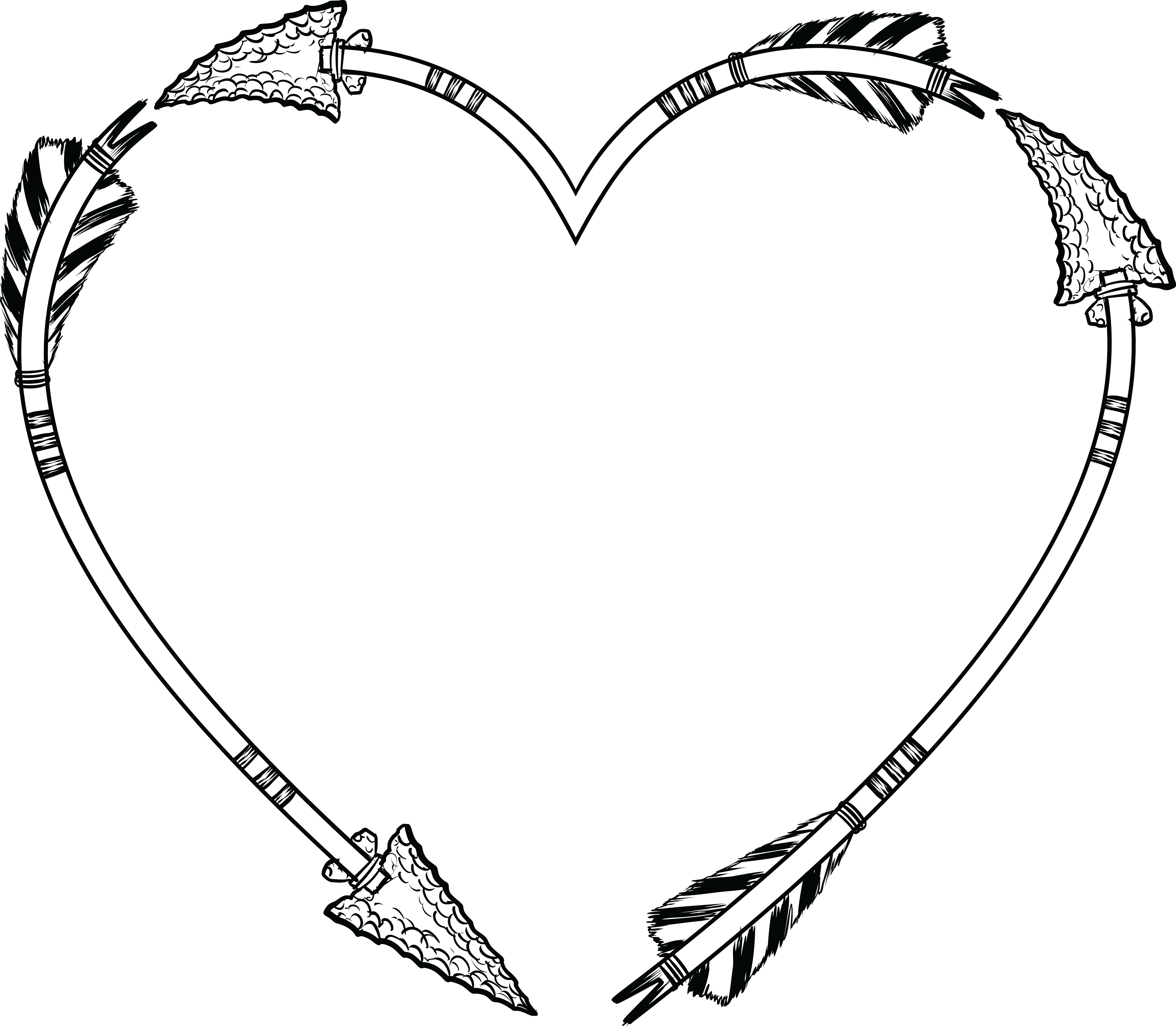 Free Clipart Of A Flint Arrow Heart Shaped Frame - Heart Shaped Frame Png (4000x3489)