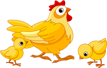 Mother Hen With Its Baby Chicks Stock Vector On Colourbox - Farm Animals Chicken Clipart (350x350)