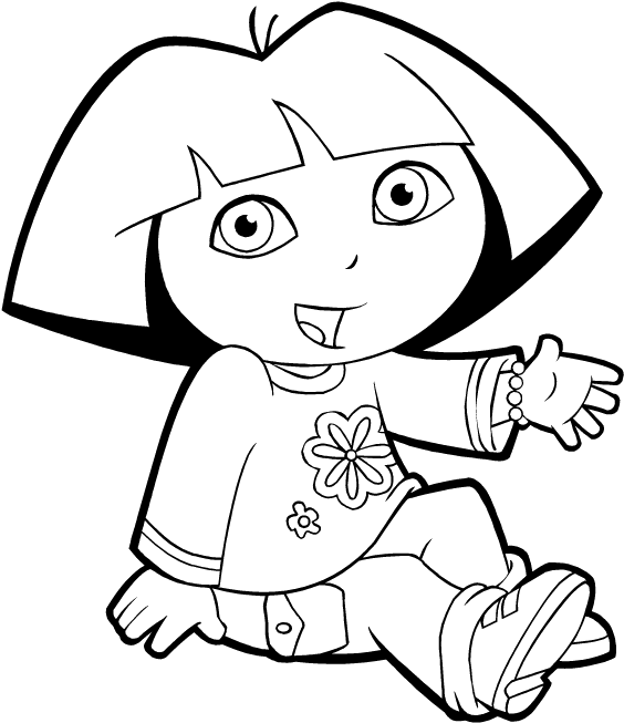 Dora The Explorer Are Sitting Coloring Pages - Black And White Picture Dora The Explorer (563x704)