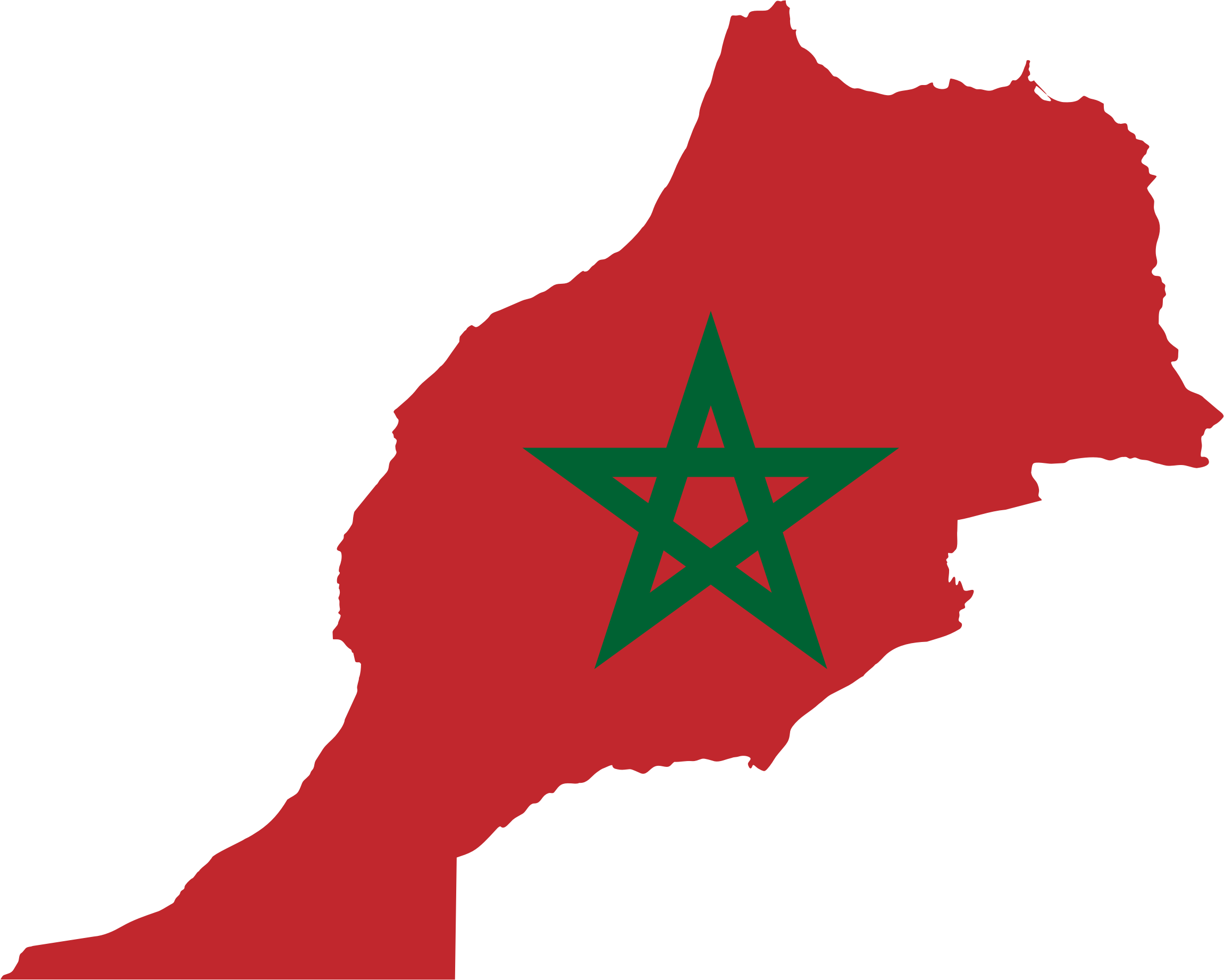 Moroccan Flag Clip Art - Morocco Flag Map Png (2302x1844)