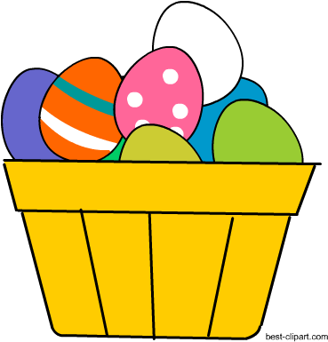 Basket Full Of Colorful Easter Eggs Clip Art - Easter Egg (450x450)