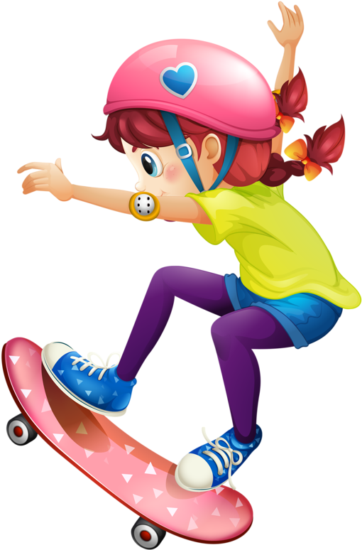 School Clipartgirls - Skate Board Girl Clipart (554x800)
