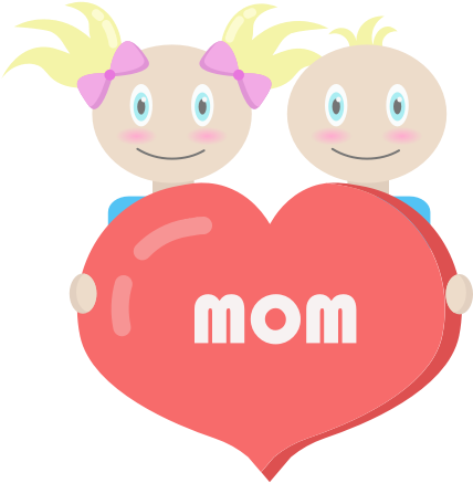 'mother's Day Kids And Hearts' By Siarhei Pekar - Cartoon (512x512)