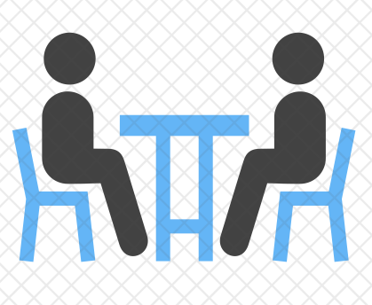 Sitting Together Discussing, Sharing, Talking With - Dinner Meeting Icon (419x344)