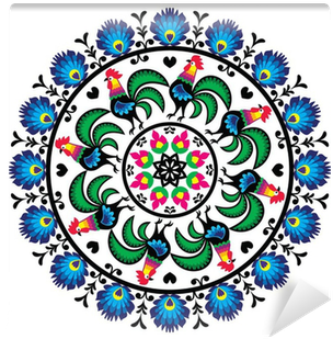 Polish Traditional Folk Art Pattern In Circle With - Folk Art (400x400)