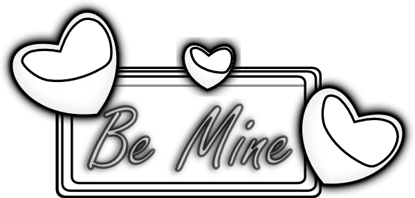 Be Mine Outline Clip Art - February 14 (600x287)