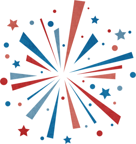 Red White And Blue Fireworks Clip Art (472x500)