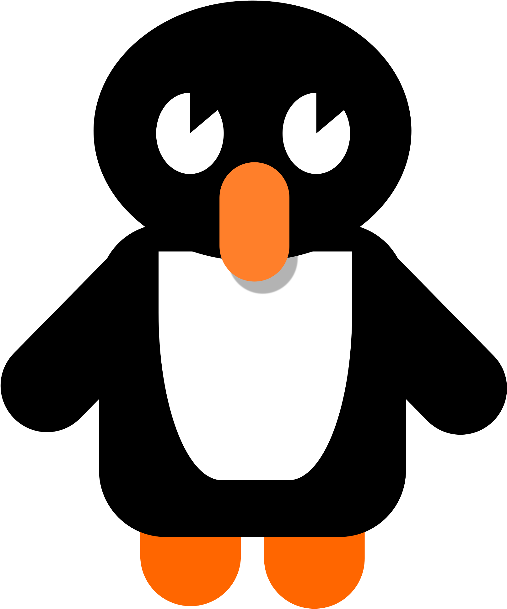 Penguin Icon Bclipart - Penguin Stick Figure (1779x2500)