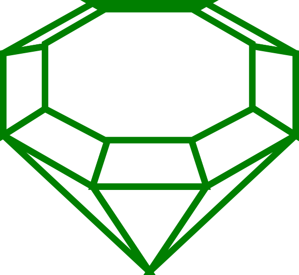 Emerald Clipart Black And White - Diamond Line Art (600x553)