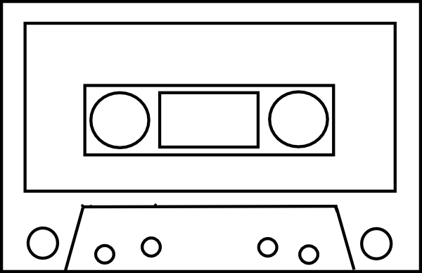 Audio Cassette Outline - Cassette Tape Coloring Page (600x388)
