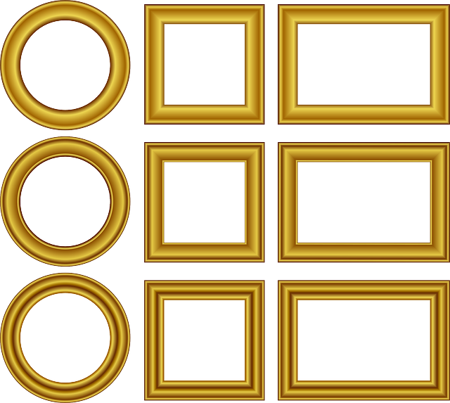 Set, Frame, Wedding, Design, Cartoon, Golden, Border - Frame Gold Free Vector (640x573)