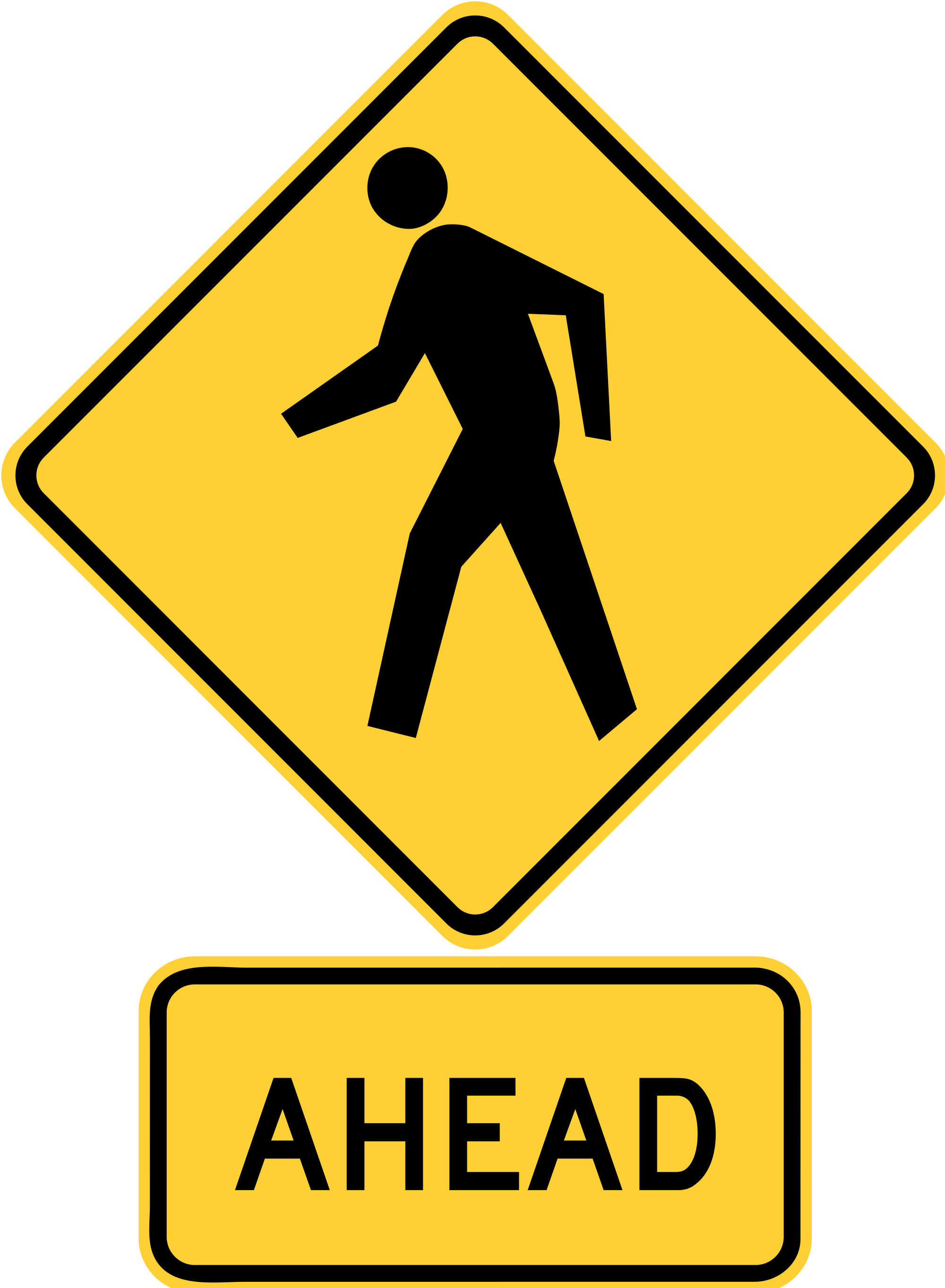Open - Pedestrian Crossing Ahead Sign (2000x2725)