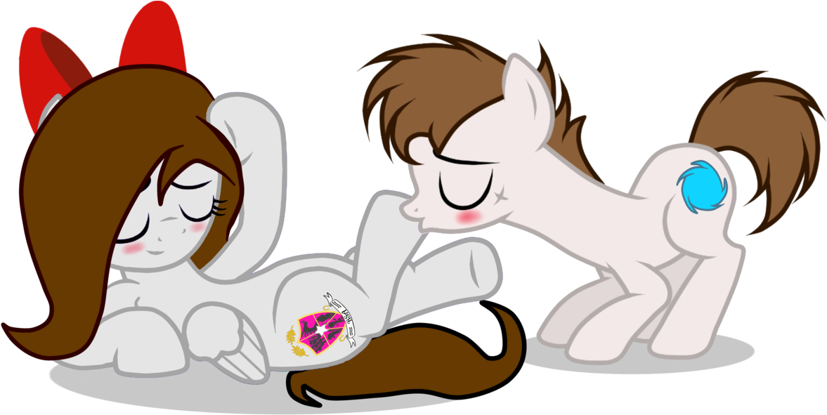 #1278467 - Artist - Rsa - Fim, Blushing, Bow, Couple, - Cartoon (1280x649)