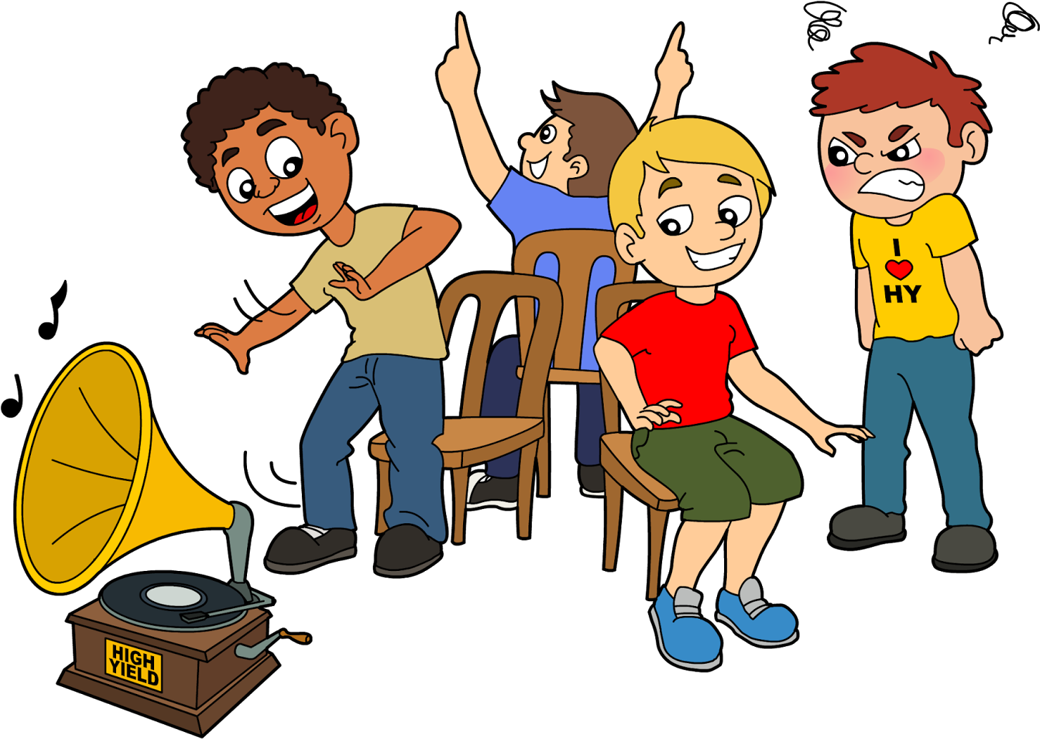 Musical Chairs Party Game Birthday Clip Art - Musical Chair Clip Art (1600x1163)