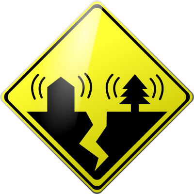 Caution Earthquake - Earthquake Warning Sign Png (400x400)