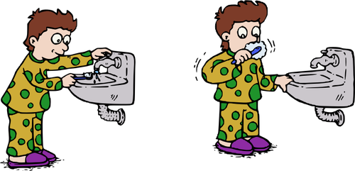 How To Brush Your Teeth Color Vector Illustration - Brush Your Teeth Clipart (500x241)