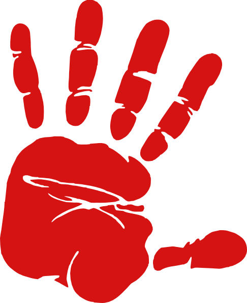 Hand Print Clip Art - Red Handprint Clipart (486x595)