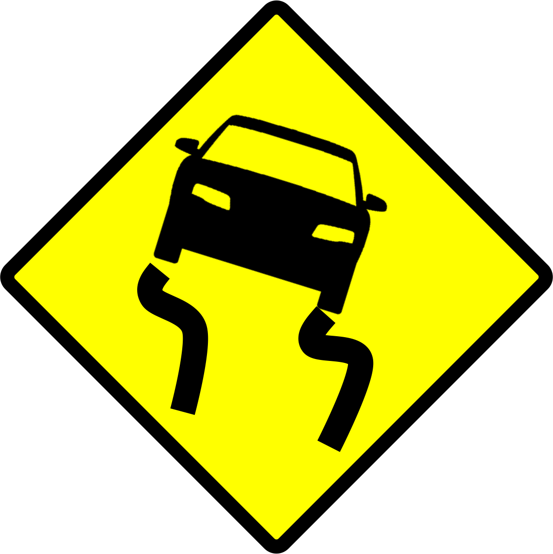 Indonesia New Road Sign 3a - Slippery When Wet Road Sign (1141x1142)