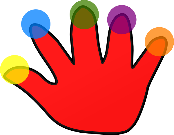 Red - Five Fingers Clipart (600x465)